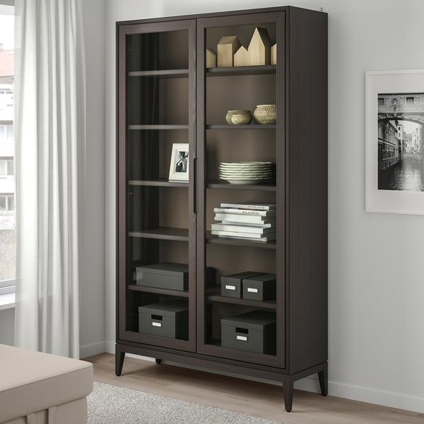 Regissor Glass Door Cabinet Brown Ikea