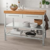 RIMFORSA Work bench, stainless steel/bamboo, 120x63.5x92 cm