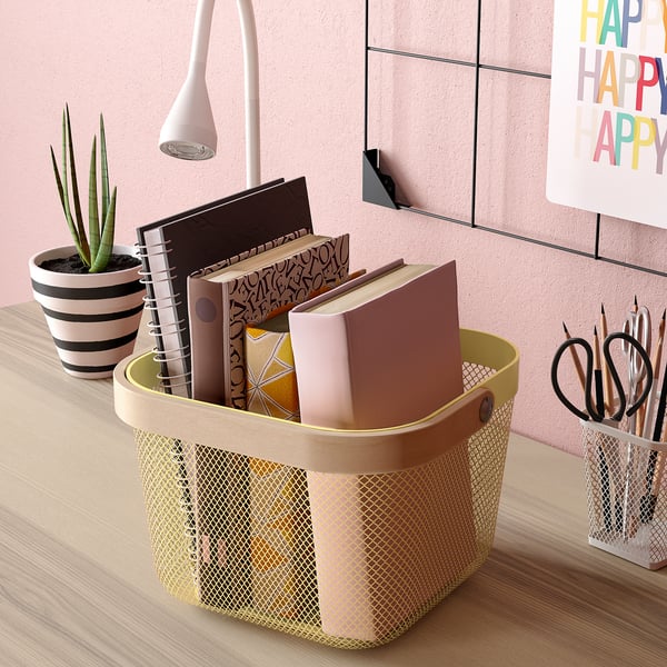 RISATORP Basket, light yellow, 25x26x18 cm