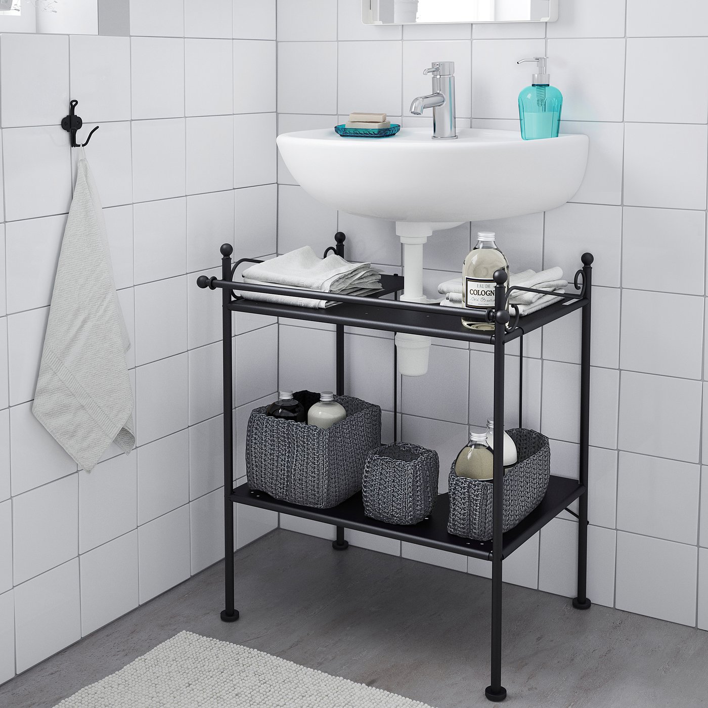 RÖNNSKÄR Washbasin shelf black IKEA