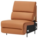 Brown leather recliner chair with adjustable back, soft cushions, and metal legs.