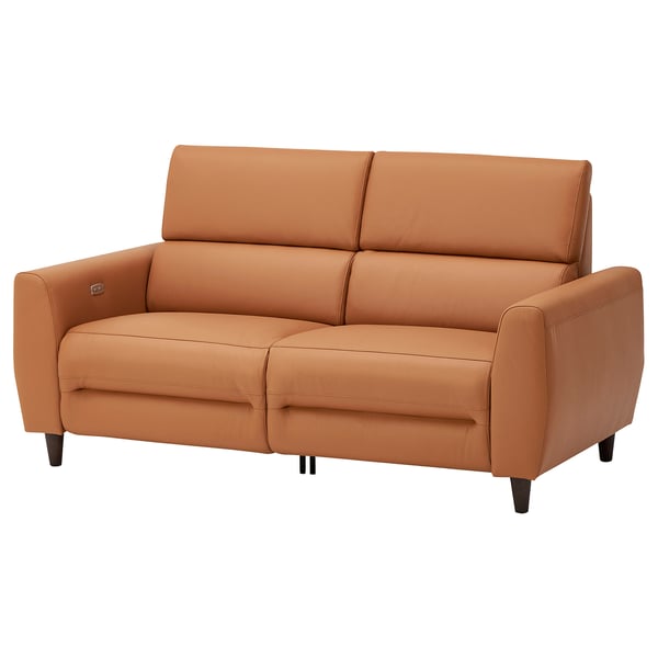 RULLERUM 2-seat sofa with electric recliner, Grann/Bomstad golden-brown