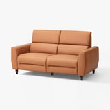 RULLERUM: orange leather electric recliner sofa, sleek modern design, high back support, comfortable cushions.