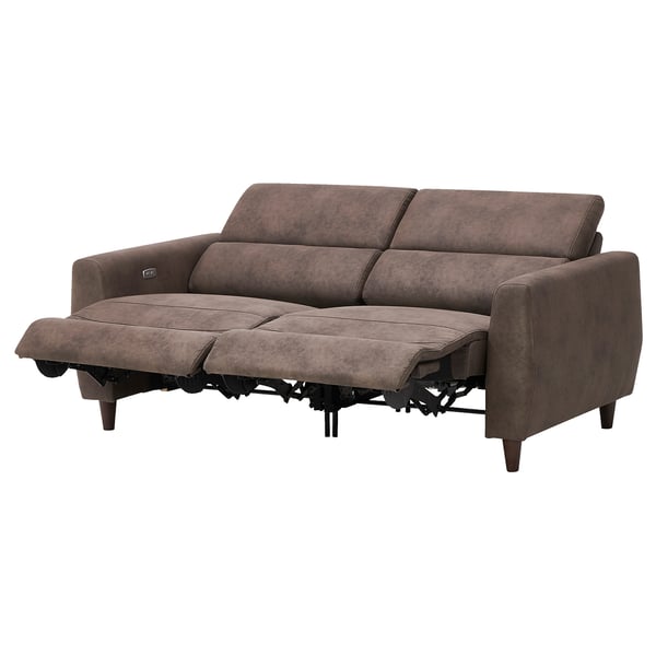 RULLERUM 2-seat sofa with electric recliner, Tornarp dark grey-brown