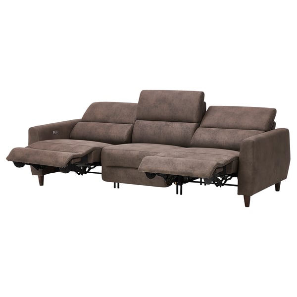 RULLERUM 3-seat sofa w 2 electric recliners, Tornarp dark grey-brown
