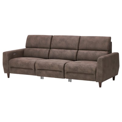 RULLERUM 3-seat sofa w 2 electric recliners, Tornarp dark grey-brown