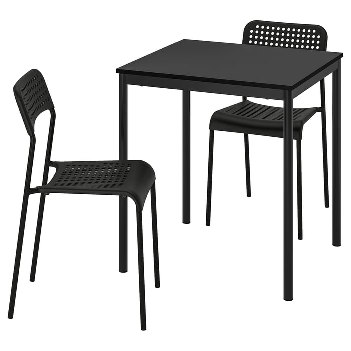 SANDSBERG / ADDE table and 2 chairs, black/black, 67x67 cm IKEA