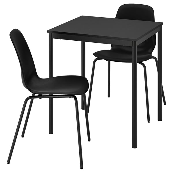 SANDSBERG / LIDÅS table and 2 chairs, black/black/black/black, 67x67 cm