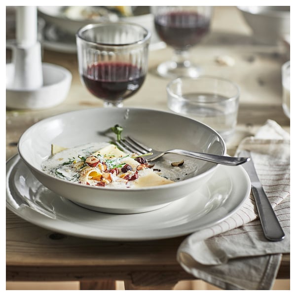 SANDSKÄDDA Deep plate, light grey-beige, 21 cm