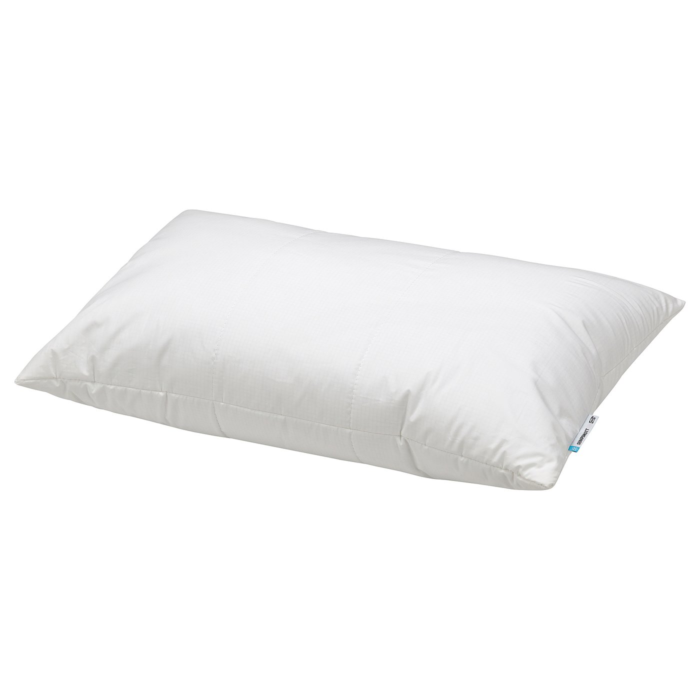 White SENAPSMOTT pillow, rectangular, high-loft, cooling polyester-viscose blend, side-back sleeper support.