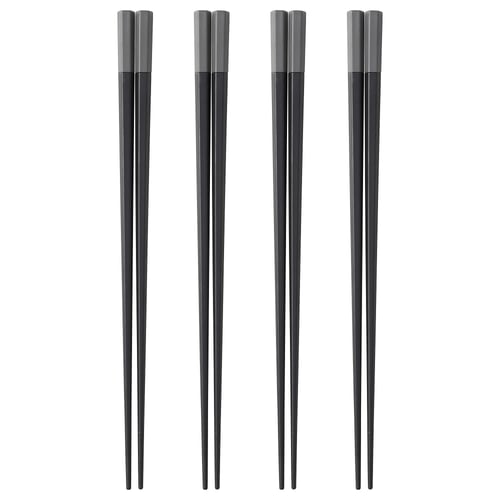 Set of 4 pairs of grey SIMPKNOT chopsticks. Hexagonal shape, anti-slip design, made of reinforced polyester.