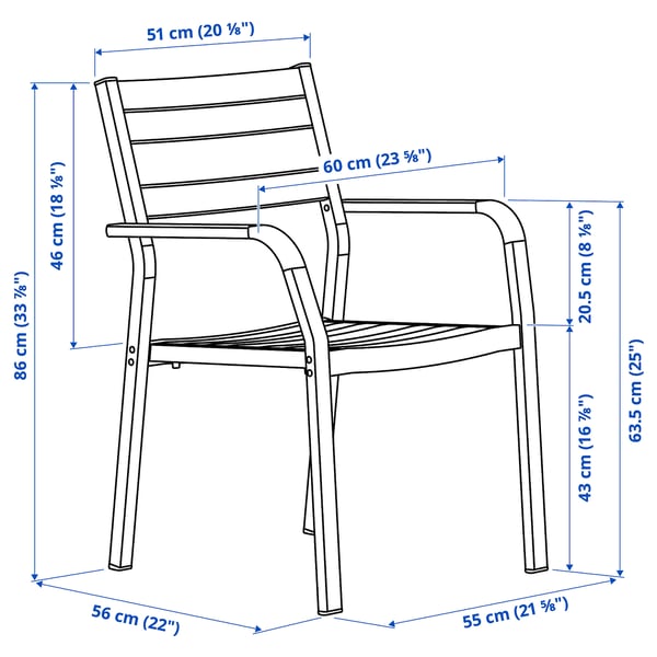 sjalland chair with armrests outdoor light grey dark grey ikea