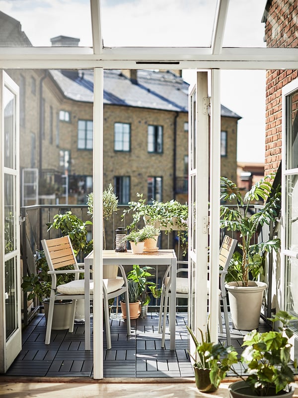 sjalland chair with armrests outdoor light grey light brown ikea