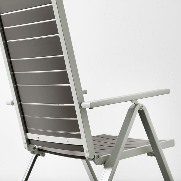 sjalland reclining chair outdoor light grey foldable dark grey ikea