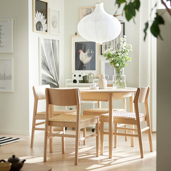 SKANSNÄS Extendable table, light beech/veneer, 115/170 cm