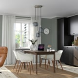 SKANSNÄS / GRÖNSTA Table and 4 chairs, armrests brown/white, 150/205 cm