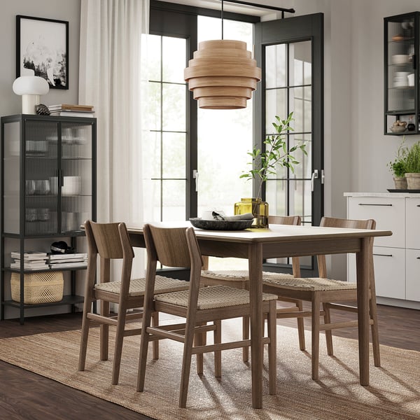 SKANSNÄS / SKANSNÄS Table and 4 chairs, brown beech/brown beech, 150/205 cm