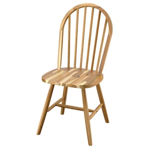 SKOGSTA chair: natural acacia wood, arched back, sturdy design.