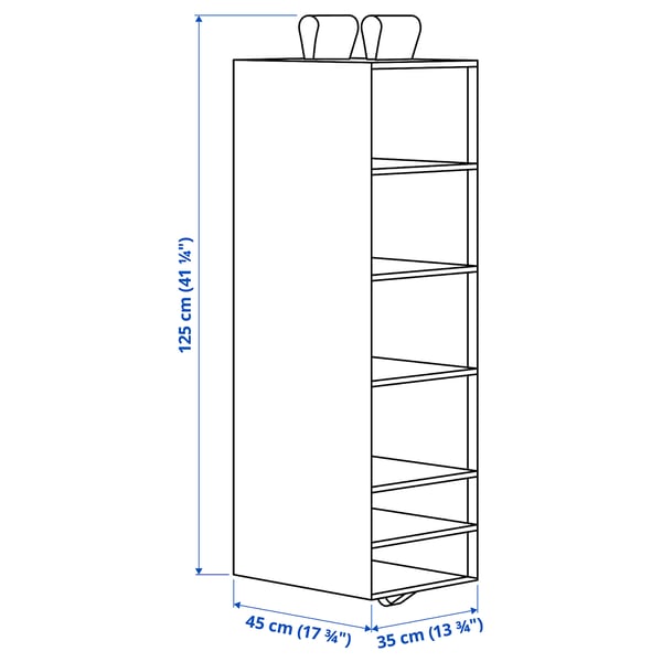 SKUBB Storage with 6 compartments, white, 35x45x125 cm