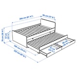 SLÄKT Bed frame with underbed and storage, white, 90x200 cm