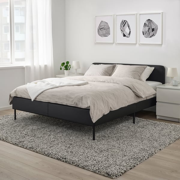 Slattum Upholstered Bed Frame Bomstad Black 150x200 Cm Ikea