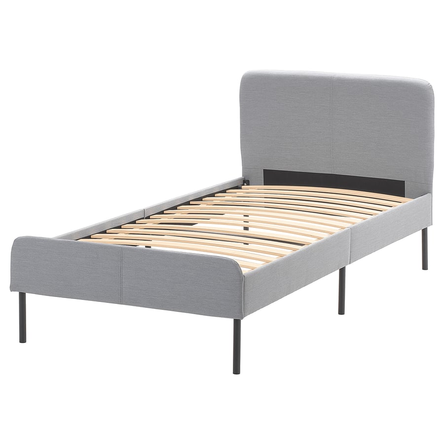 SLATTUM upholstered bed frame, Knisa light grey, 90x200 cm IKEA