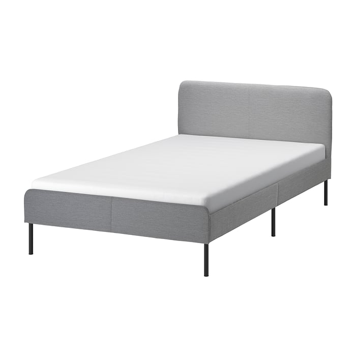 SLATTUM upholstered bed frame, Knisa light grey, 120x200 cm IKEA
