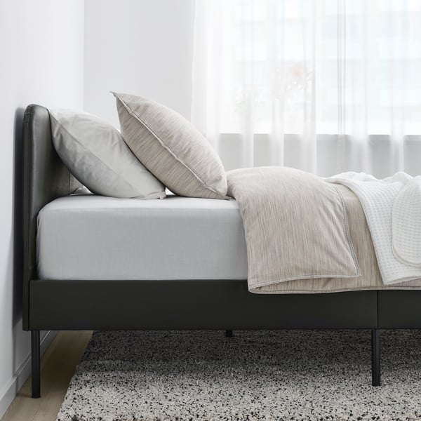 SLATTUM Upholstered bed frame Bomstad black IKEA