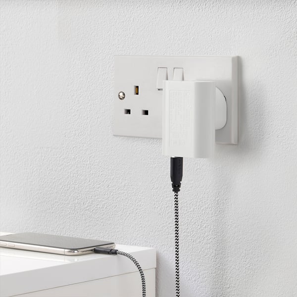 SMÅHAGEL 3-port USB charger, white