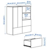 SMÅSTAD / PLATSA Storage combination, white red/stripe with 3 drawers, 120x42x123 cm