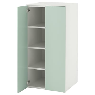 SMÅSTAD / PLATSA Wardrobe, white light green/with 3 shelves, 60x57x123 cm