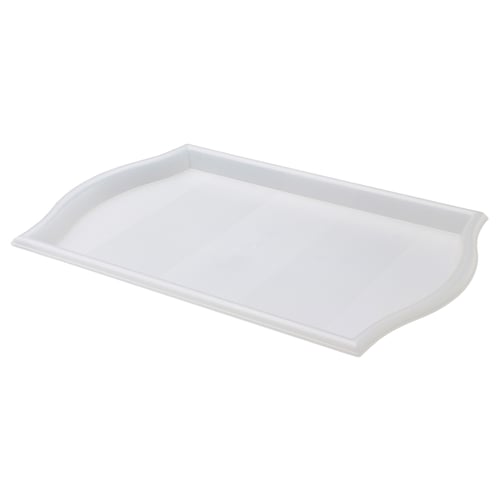 SMULA white rectangular tray, polypropylene plastic, smooth edges, transparent