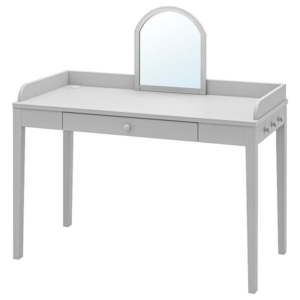 SMYGA Desk with mirror, light grey, 122x60 cm