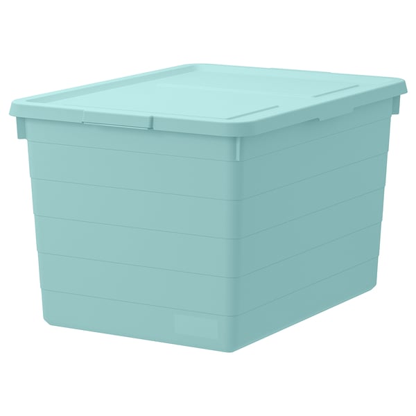 SOCKERBIT Storage box with lid, light blue, 38x51x30 cm IKEA