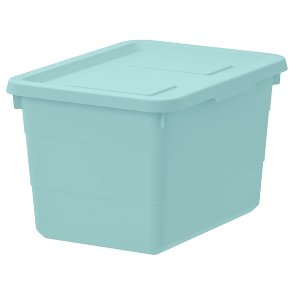 SOCKERBIT Storage box with lid, light blue, 19x26x15 cm