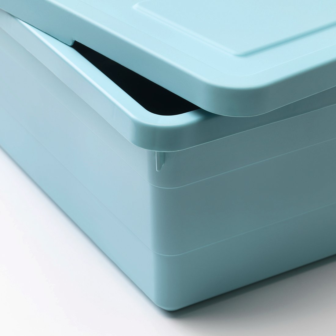 SOCKERBIT Storage box with lid, light blue, 38x25x15 cm IKEA
