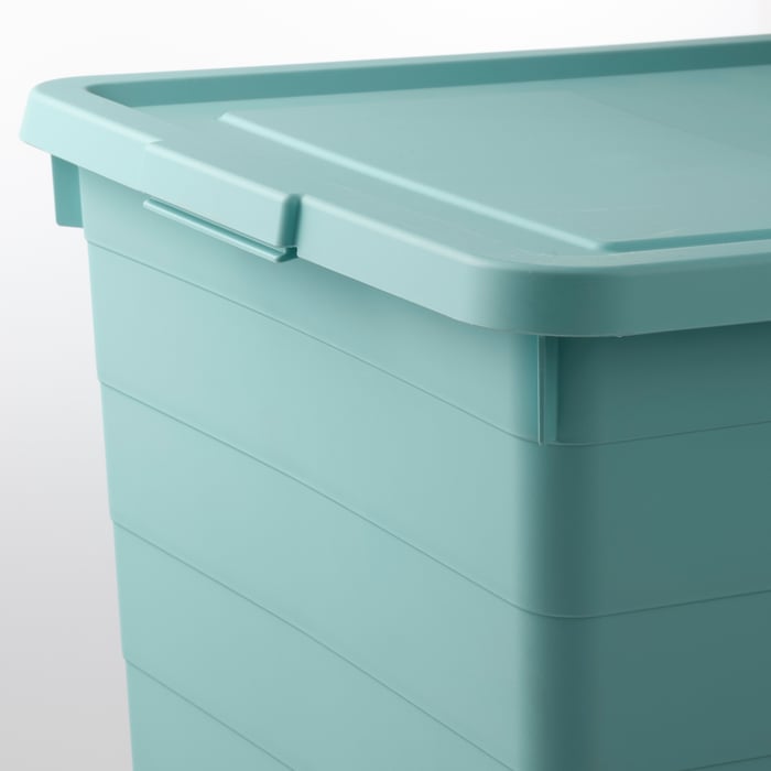 SOCKERBIT Storage box with lid, light blue, 38x51x30 cm IKEA
