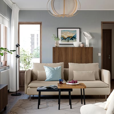 SÖDERHAMN 3-seat sofa, Fridtuna dark grey-blue
