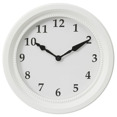 A SÖNDRUM white wall clock with a silent quartz movement, classic frame, and black hands.