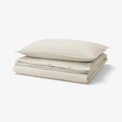 SOLFIBBLA Duvet cover and pillowcase, white beige/stripe, 150x200/50x80 cm