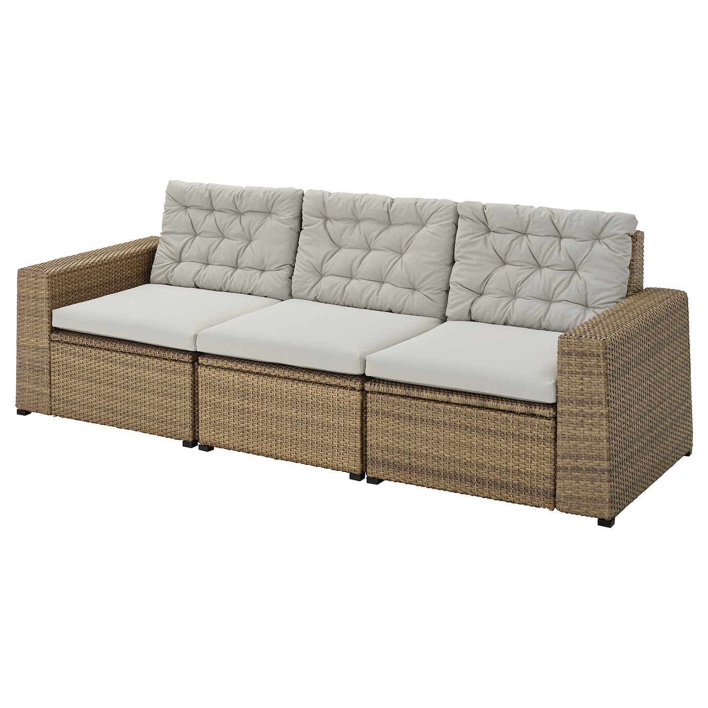 solleron 3 seat modular sofa outdoor brown kuddarna grey 223x82x84 cm ikea