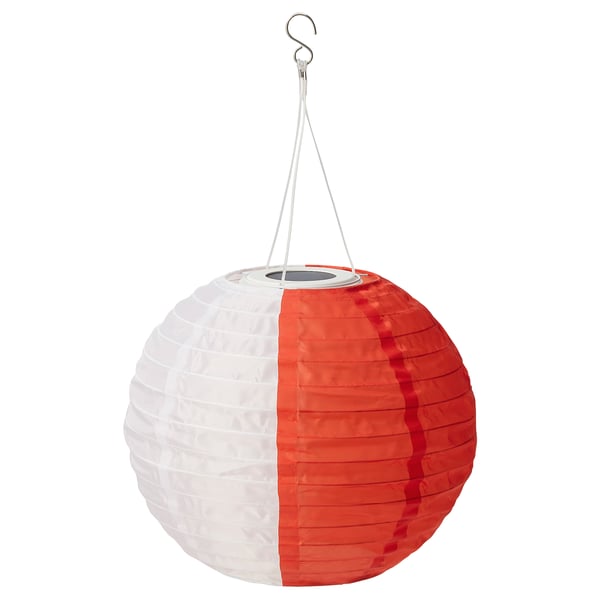 solvinden led solar powered pendant lamp white orange outdoor globe 30 cm ikea