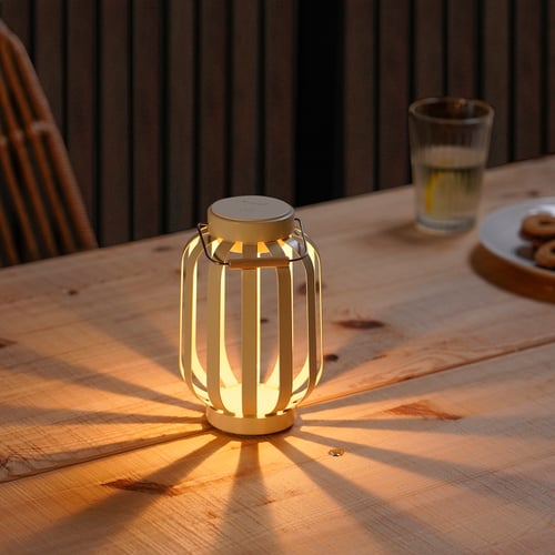 SOMMARLÅNKE LED decorative table lamp, batteryoperated outdoor/beige