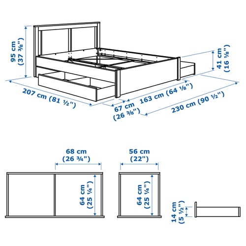Illustration with measurements for the product: SONGESAND.