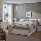 SONGESAND Bed frame with 2 storage boxes, white, 150x200 cm