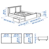 SONGESAND Bed frame with 4 storage boxes, brown, 150x200 cm