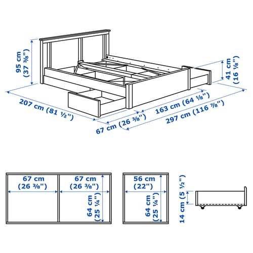 Illustration with measurements for the product: SONGESAND.