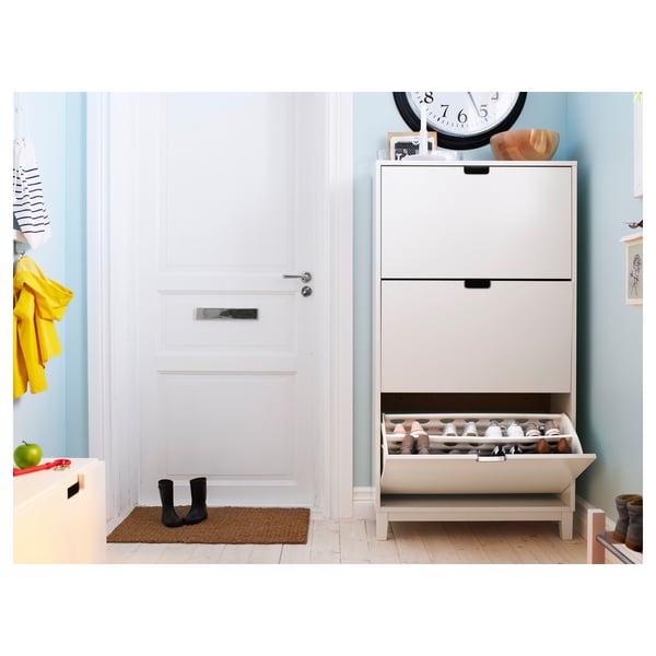 STÄLL Shoe cabinet with 3 compartments, white, 79x29x148 cm