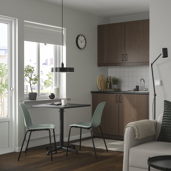 STENSELE / LIDÅS Table and 2 chairs, anthracite anthracite/green black, 70x70 cm