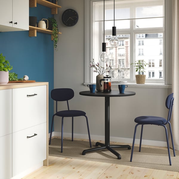 STENSELE / SANDSBERG Table and 2 chairs, anthracite/Remmarn dark blue, 70 cm